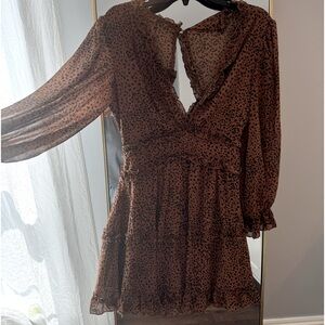 Animal print opened back mini dress